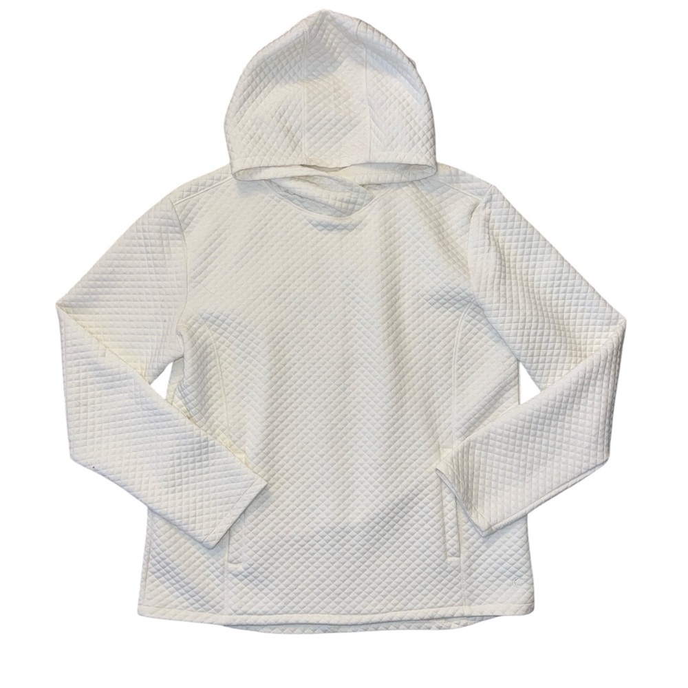 ZYIA Active Women’s Quilted Pocket Hoodie - Off White - XXL Athleisure
